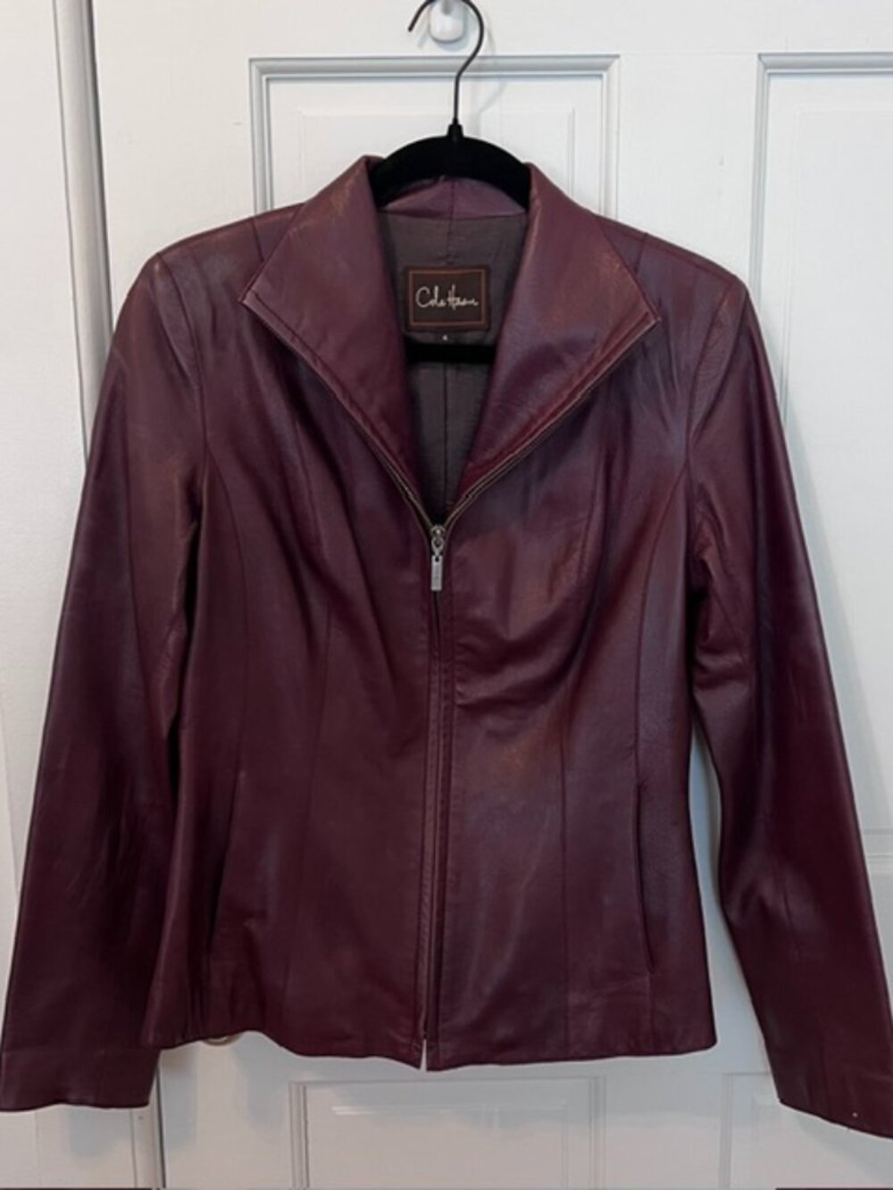 Cole Haan Wing Collar Leather Jacket, Size 4